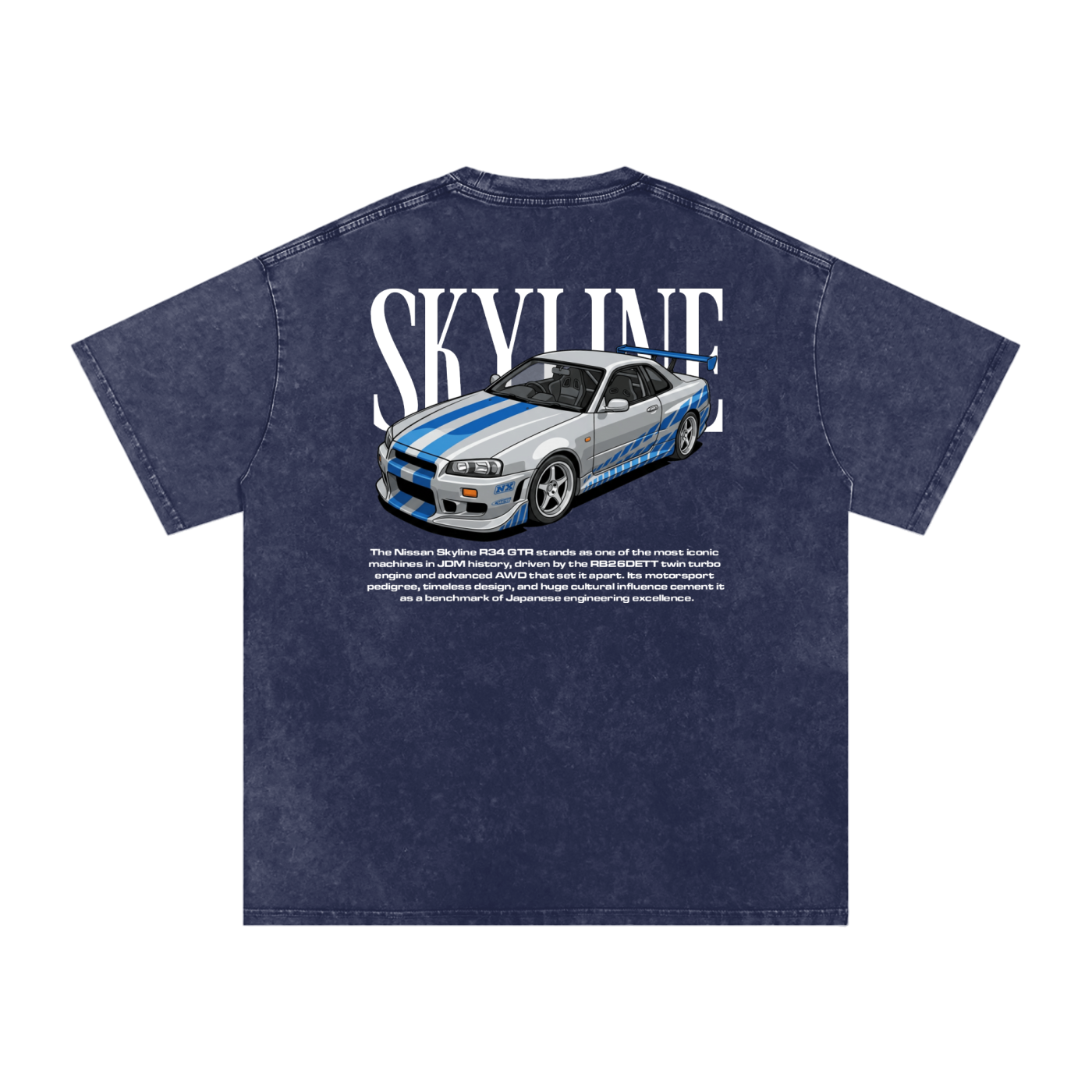 Washed Skyline R34 — Heritage GT Technical Tee