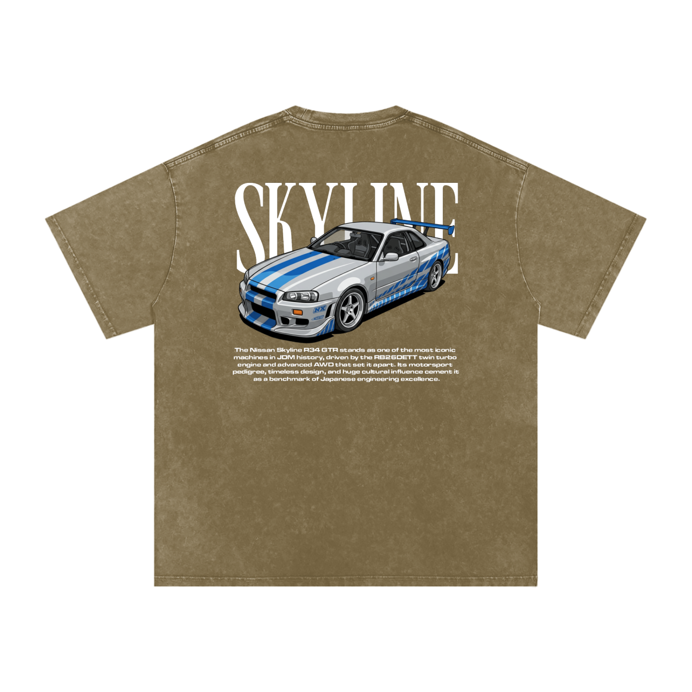 Washed Skyline R34 — Heritage GT Technical Tee