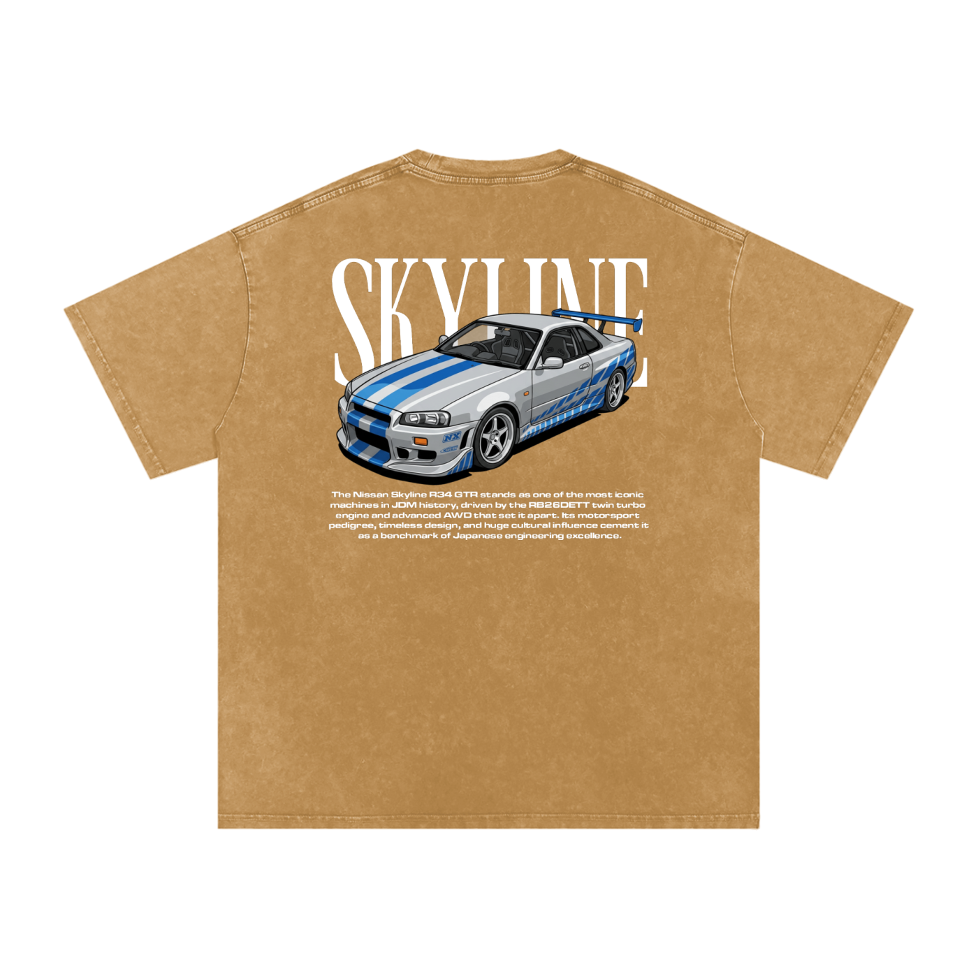Washed Skyline R34 — Heritage GT Technical Tee