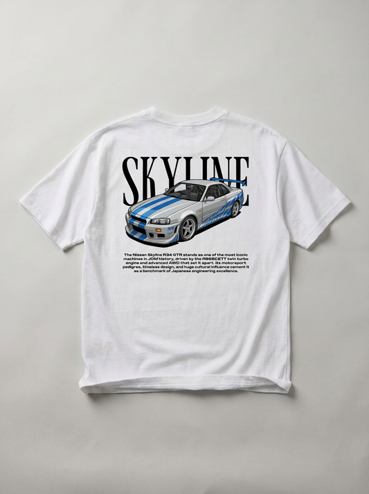 Washed Skyline R34 — Heritage GT Technical Tee