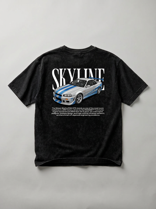 Washed Skyline R34 — Heritage GT Technical Tee