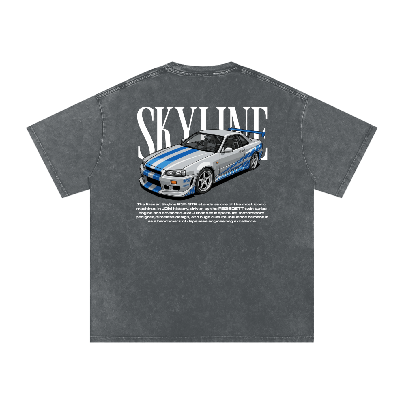 Washed Skyline R34 — Heritage GT Technical Tee