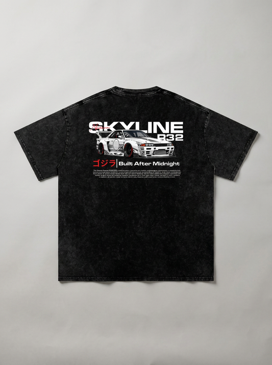Washed Liberty Walk Skyline — Widebody Blueprint Tee